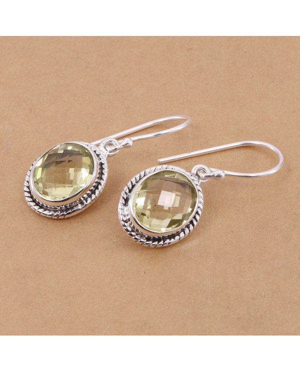 Lemon Quartz Earring 925 Sterling Silver Earring Yellow Quartz Earrings
