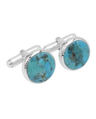 925 Sterling Silver Blue Turquoise Cufflink for Men