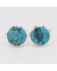 925 Sterling Silver Blue Turquoise Cufflink for Men