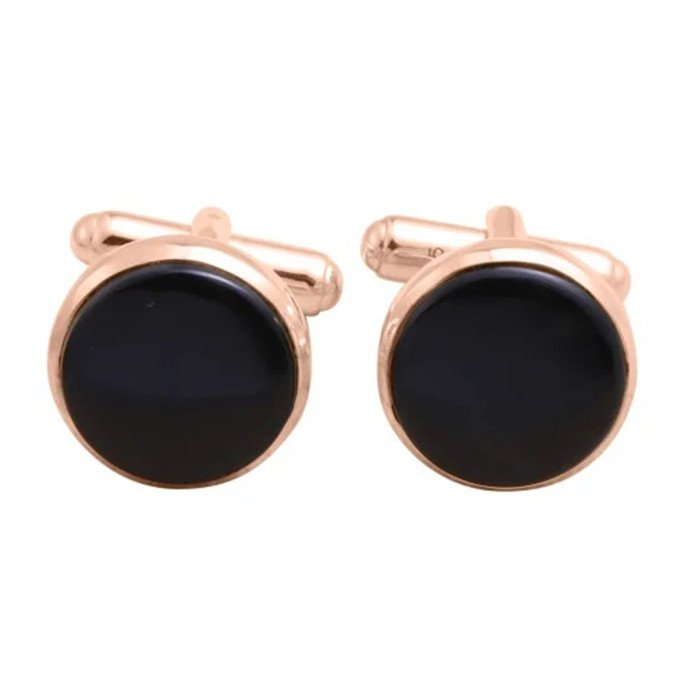 Rose Gold Vermeil Sterling Silver Black Spinel Cufflink for Men