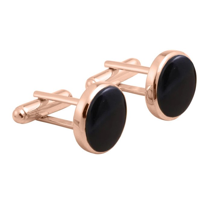 Rose Gold Vermeil Sterling Silver Black Spinel Cufflink for Men