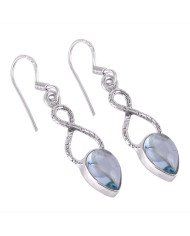 Blue Topaz BT Small Earrings for Women Sterling Silver Infinity Style