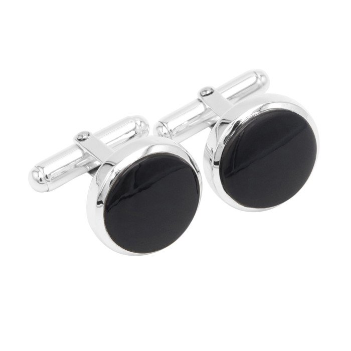 925 Sterling Silver Black Spinel Cufflink for Men