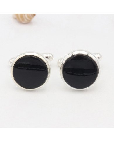 925 Sterling Silver Black Spinel Cufflink for Men