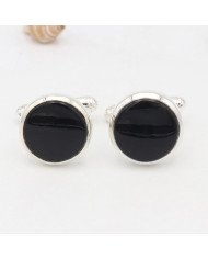 925 Sterling Silver Black Spinel Cufflink for Men
