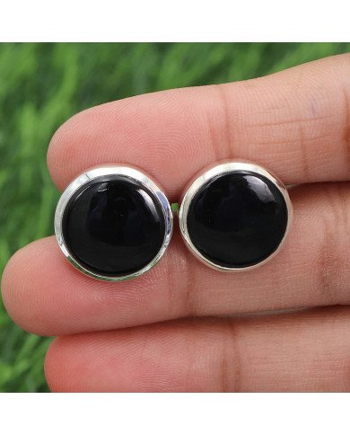925 Sterling Silver Black Spinel Cufflink for Men