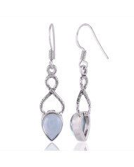 Blue Topaz BT Small Earrings for Women Sterling Silver Infinity Style