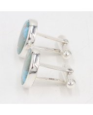 Sterling Silver Blue Copper Turquoise Cufflink for Men