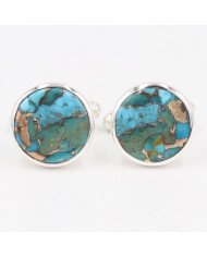 Sterling Silver Blue Copper Turquoise Cufflink for Men