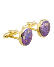 18k Gold Vermeil Over Silver Purple Copper Turquoise Cufflink for Men