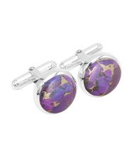 Sterling Silver Purple Copper Turquoise Cufflink for Men