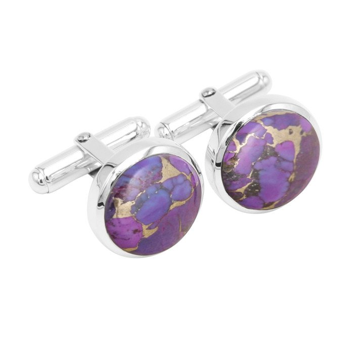 Sterling Silver Purple Copper Turquoise Cufflink for Men
