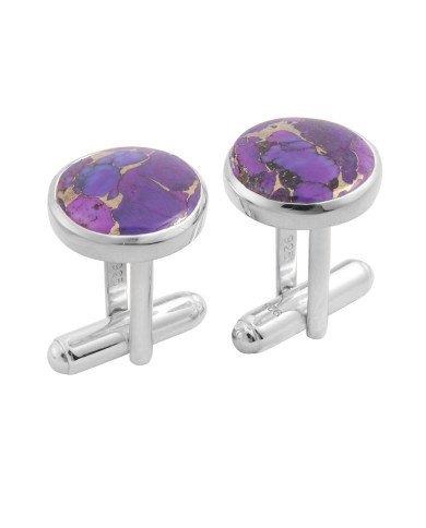 Sterling Silver Purple Copper Turquoise Cufflink for Men