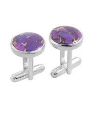 Sterling Silver Purple Copper Turquoise Cufflink for Men