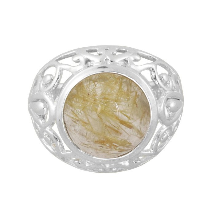 Golden Rutilated Quartz Ring 925 Sterling Silver Ring Unisex Ring
