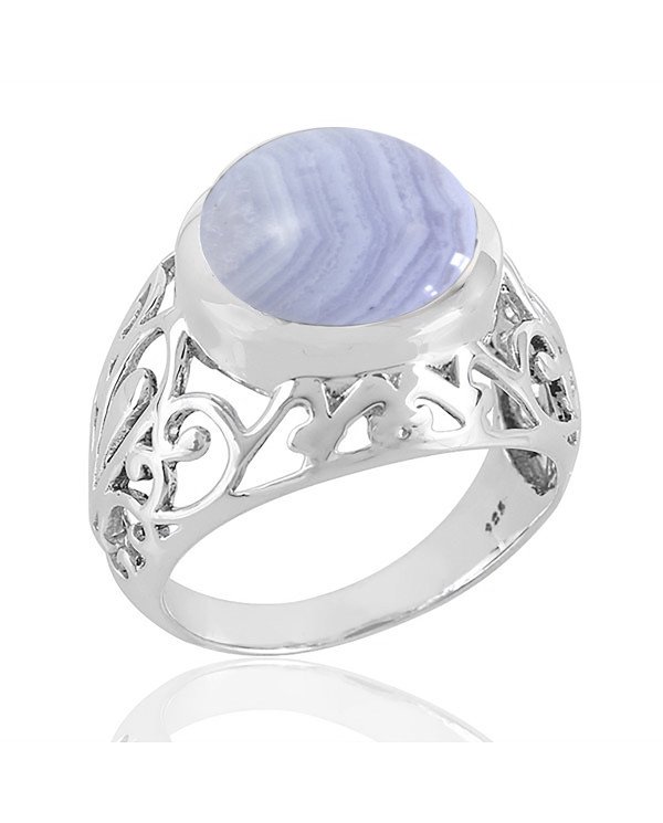 Natural Blue Lace Agate Ring 925 Sterling Silver Ring Handmade Ring