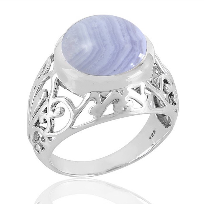 Natural Blue Lace Agate Ring 925 Sterling Silver Ring Handmade Ring