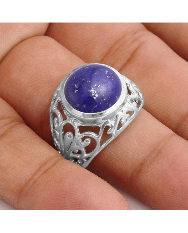 Natural Lapis Lazuli Ring 925 Sterling Silver Ring Statement Ring