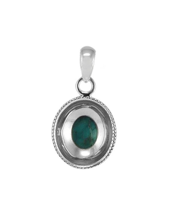 Sterling Silver December Birthstone Tibetan Turquoise Pendant