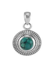 Sterling Silver December Birthstone Tibetan Turquoise Pendant