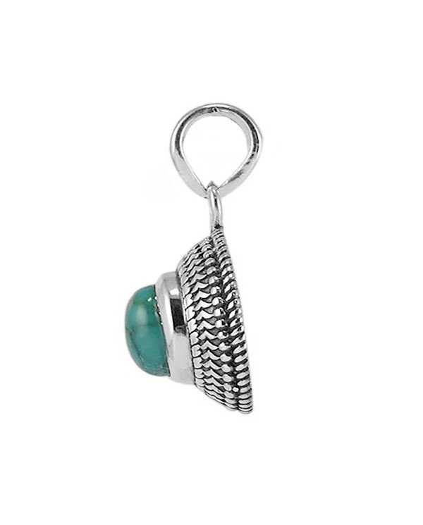 Sterling Silver December Birthstone Tibetan Turquoise Pendant
