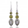 Green Dangle Earrings Green Amethyst and Idocrase 925 Silver