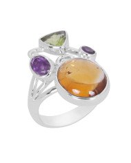 Citrine Gemstone Ring, Amethyst Ring, Sterling Silver Ring