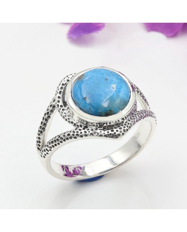 925 Sterling Silver Ring Arizona Turquoise Ring Cocktail Ring