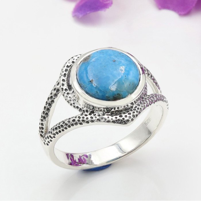 925 Sterling Silver Ring Arizona Turquoise Ring Cocktail Ring