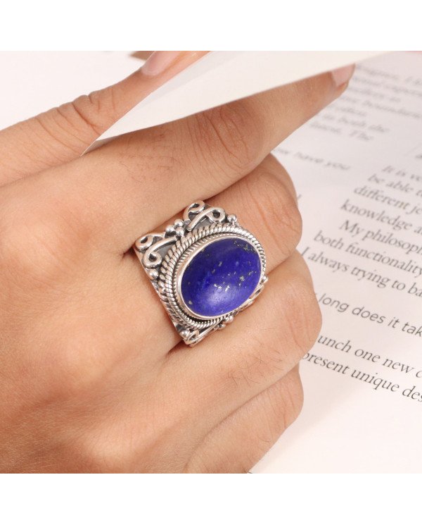 Lapis Lazuli Ring 925 Sterling Silver Ring Handcrafted Silver Ring