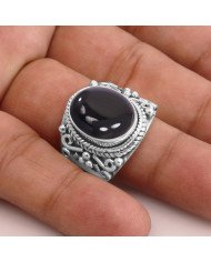 Sterling Silver Genuine Gemstone Natural Black Onyx Ring