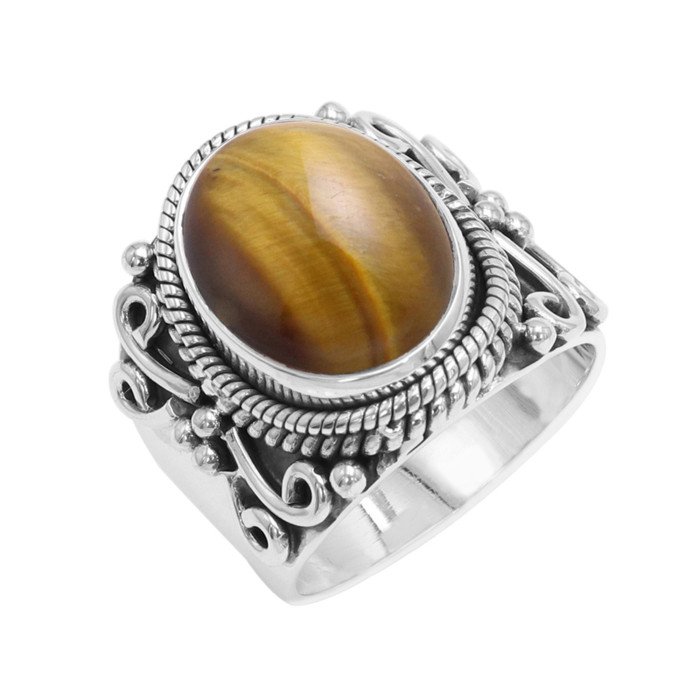 Sterling Silver Tiger Eye Gemstone Ring