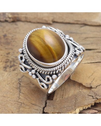 Sterling Silver Tiger Eye Gemstone Ring