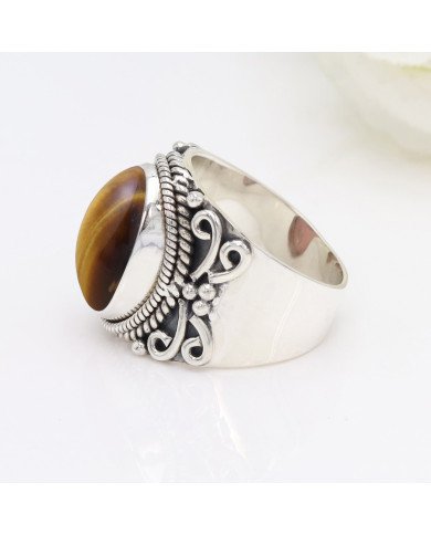 Sterling Silver Tiger Eye Gemstone Ring