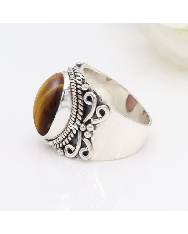 Sterling Silver Tiger Eye Gemstone Ring