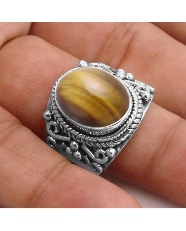 Sterling Silver Tiger Eye Gemstone Ring
