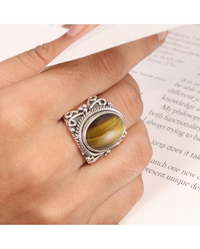 Sterling Silver Tiger Eye Gemstone Ring