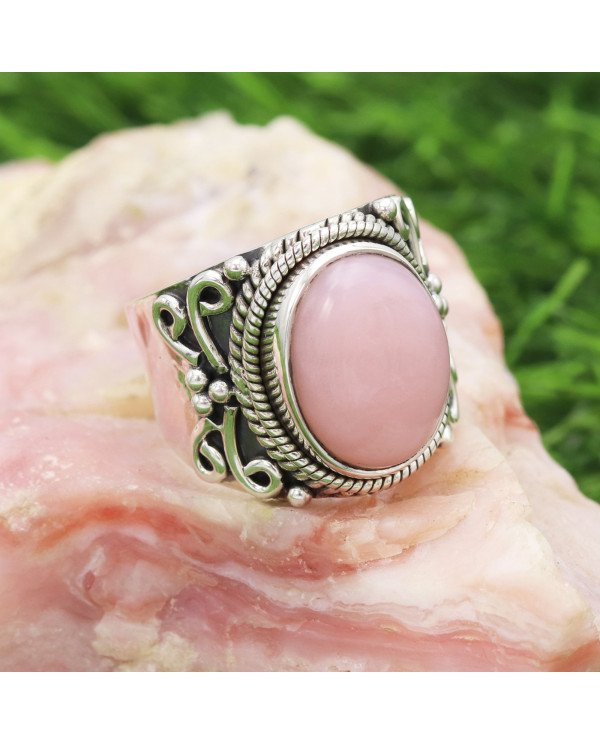 Sterling Silver Natural pink Opal Ring