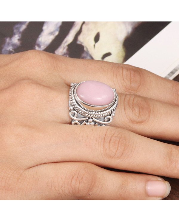 Sterling Silver Natural pink Opal Ring