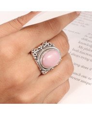 Sterling Silver Natural pink Opal Ring