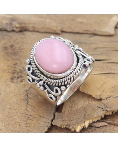 Sterling Silver Natural pink Opal Ring