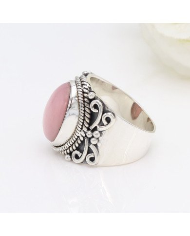 Sterling Silver Natural pink Opal Ring