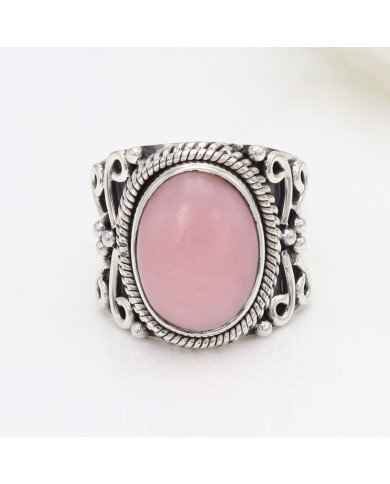 Sterling Silver Natural pink Opal Ring