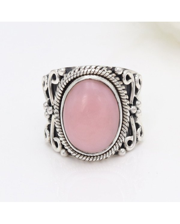 Sterling Silver Natural pink Opal Ring