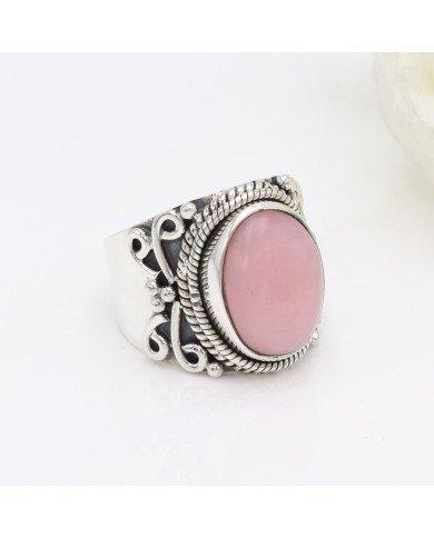 Sterling Silver Natural pink Opal Ring