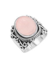 Sterling Silver Handcrafted Rose Quartz Ring