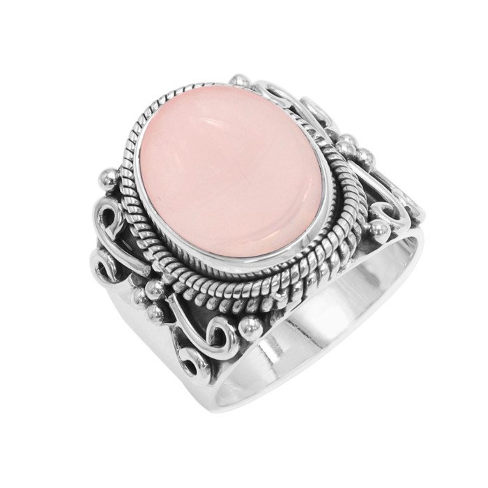 Sterling Silver Handcrafted Rose Quartz Ring