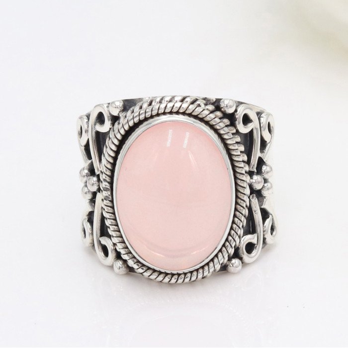 Sterling Silver Handcrafted Rose Quartz Ring