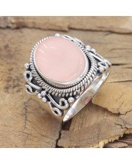 Sterling Silver Handcrafted Rose Quartz Ring