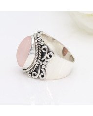 Sterling Silver Handcrafted Rose Quartz Ring